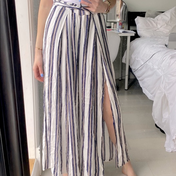 Stripe Wide Leg Trousers with Removable Belt - Picture 3 of 5